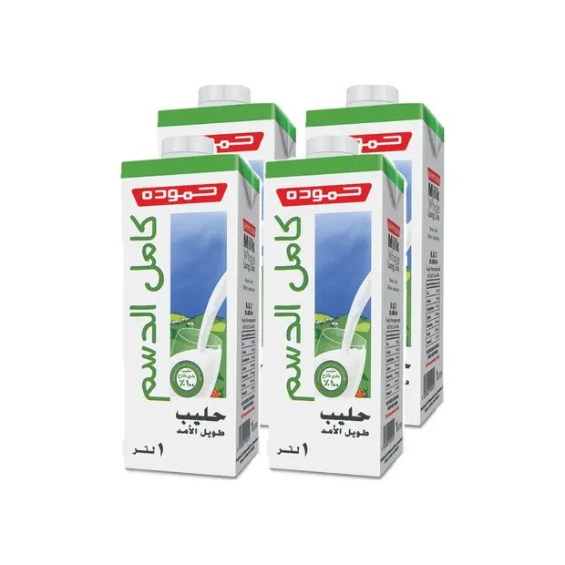 حمودة حليب طويل الأمد كامل الدسم 1 لتر 4 حبات