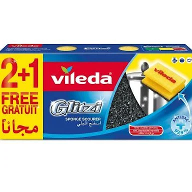 فيلدا غليتزي اسفنجة جلي سميكة مع كريستال منظف 3 قطع